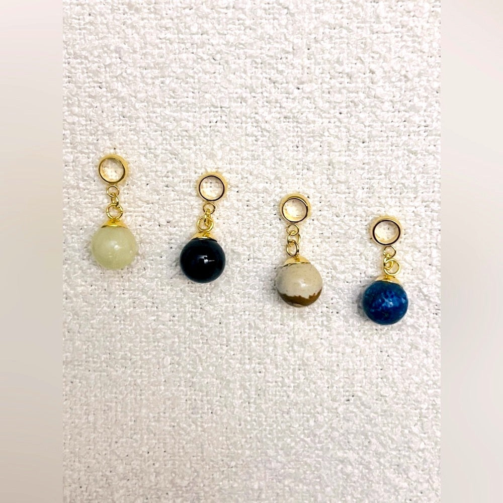 YOUR CHOICE - Natural Semi-Precious stones -  Silver & Gold  Plated - Orb Charms