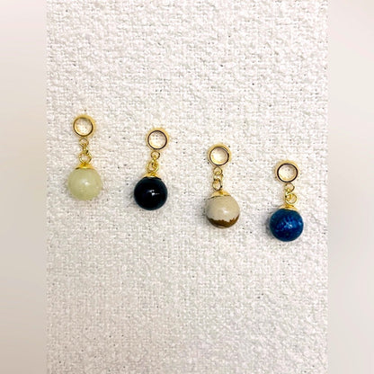 YOUR CHOICE - Natural Semi-Precious stones -  Silver & Gold  Plated - Orb Charms