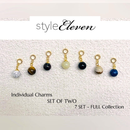 YOUR CHOICE - Natural Semi-Precious stones -  Silver & Gold  Plated - Orb Charms