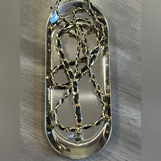 Faux leather Chain BELT with Semi Precious & Gold Tone *FIRM PRICE