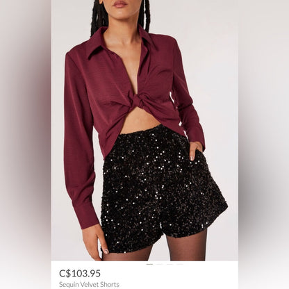 Apricot - Velvet Sequin Shorts