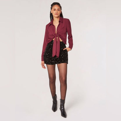 Apricot - Velvet Sequin Shorts