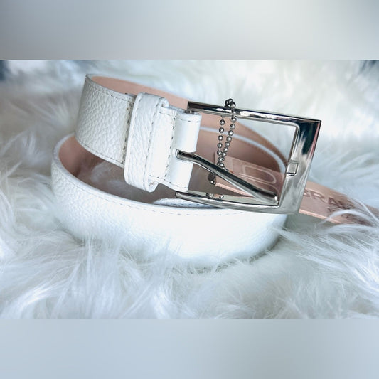 🇨🇦 Brave Leather Collection - White Pebble Style with silver buckle