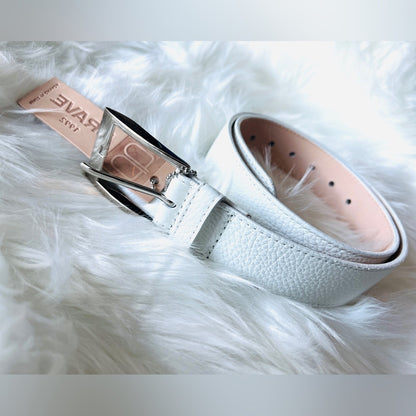 🇨🇦 Brave Leather Collection - White Pebble Style with silver buckle