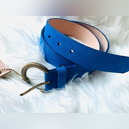 🇨🇦 Brave Leather Collection - Cobalt Blue Suede Leather Belt