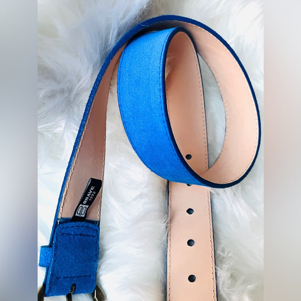 🇨🇦 Brave Leather Collection - Cobalt Blue Suede Leather Belt