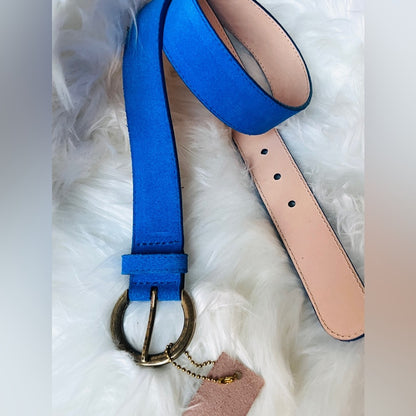 🇨🇦 Brave Leather Collection - Cobalt Blue Suede Leather Belt