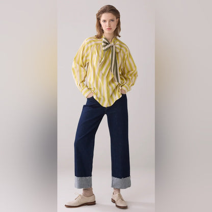 BLOUSE WITH BOW IN CONTRAST