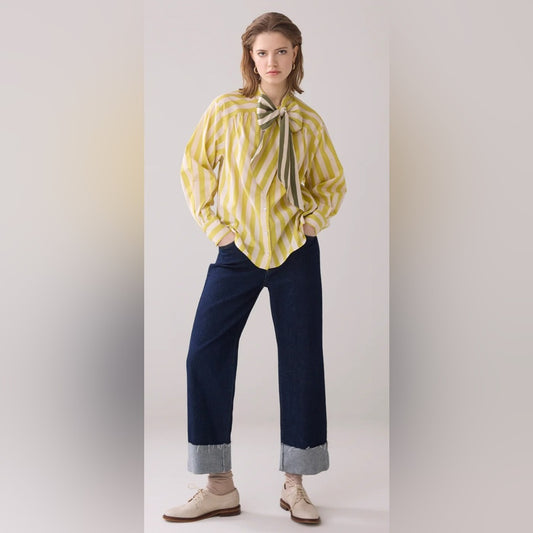 BLOUSE WITH BOW IN CONTRAST