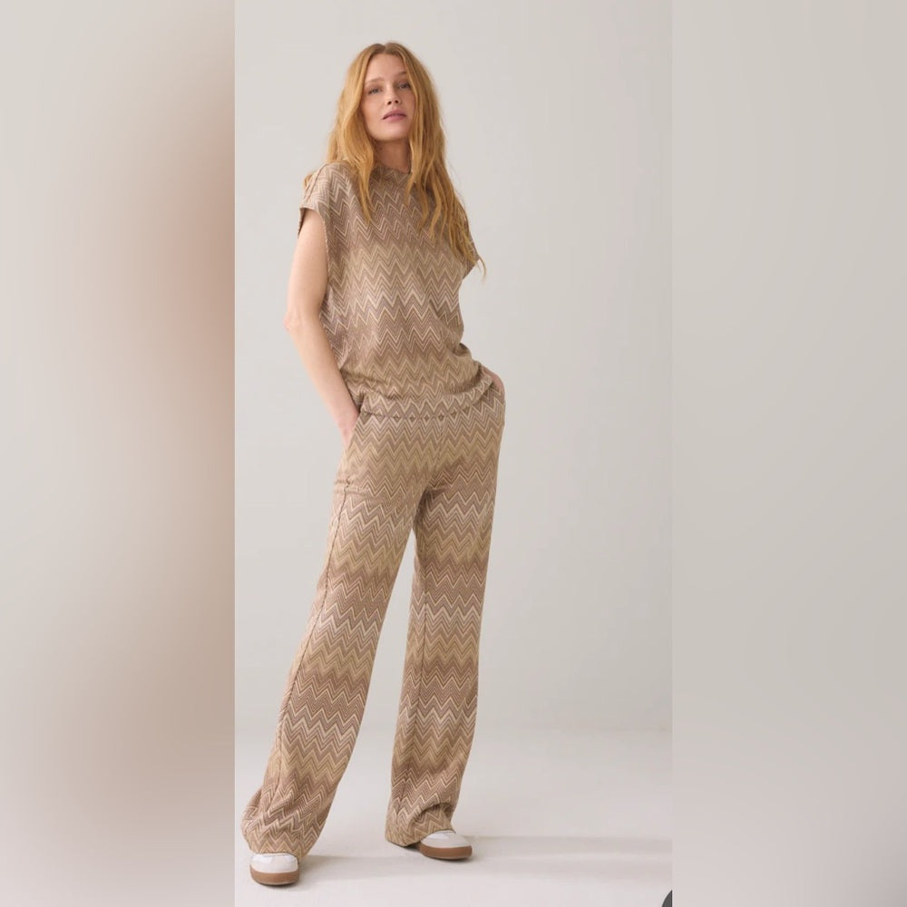 SUMMUM - FLARED TROUSERS IN ZIGZAG JACQUARD