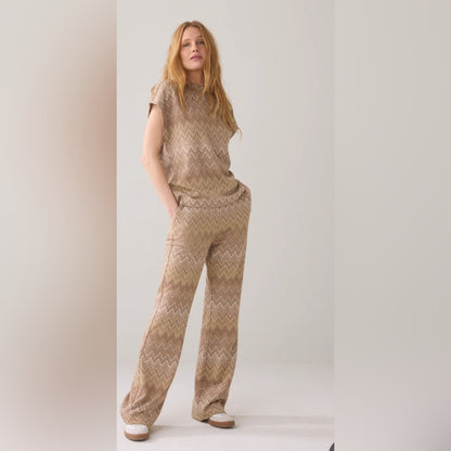 SUMMUM - FLARED TROUSERS IN ZIGZAG JACQUARD