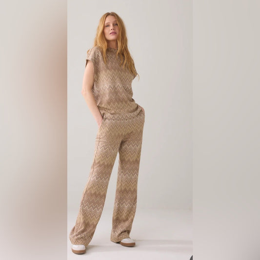 SUMMUM - FLARED TROUSERS IN ZIGZAG JACQUARD