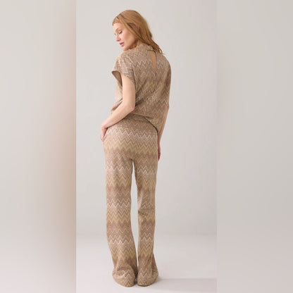 SUMMUM - FLARED TROUSERS IN ZIGZAG JACQUARD