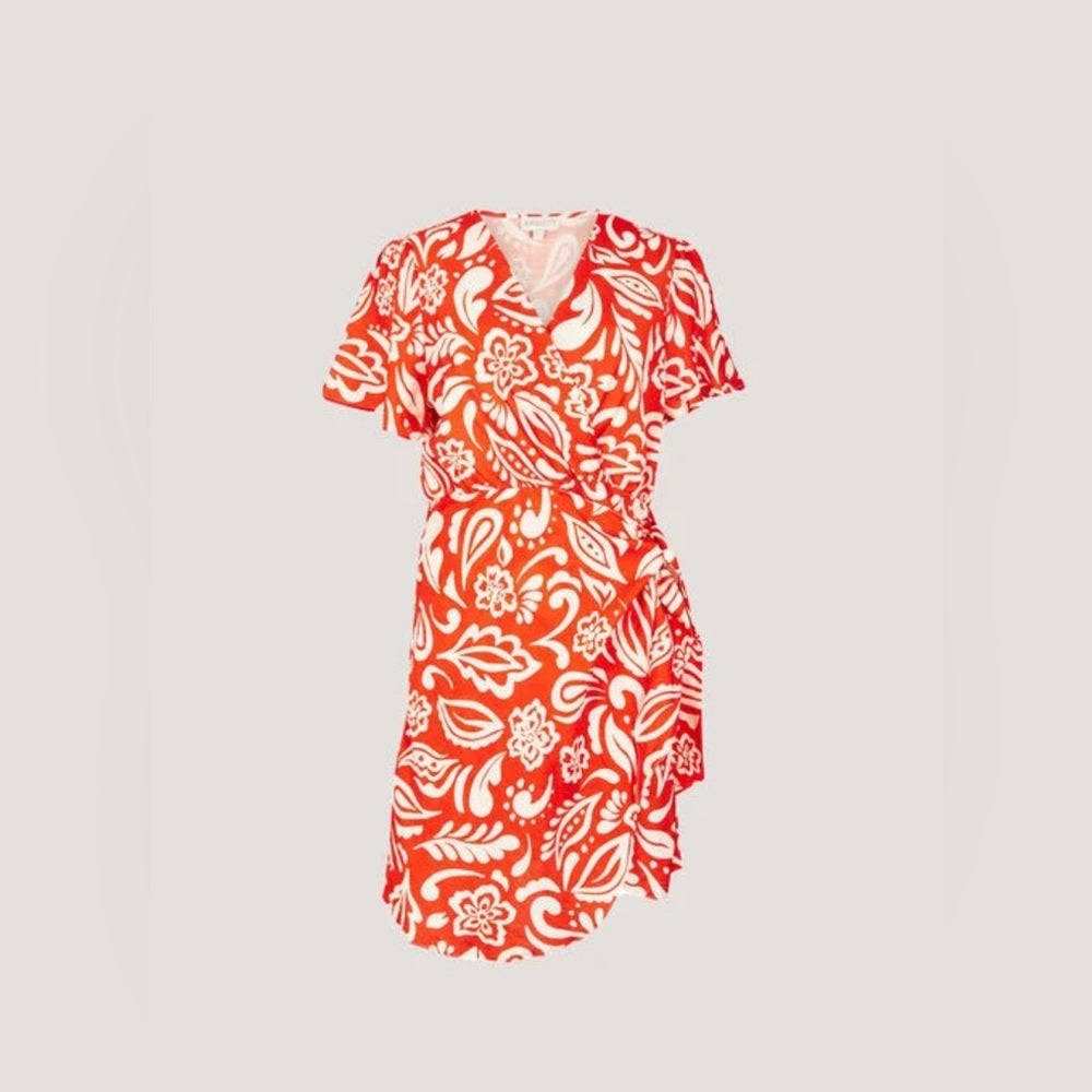 Floral Paisley Wrap Mini Dress