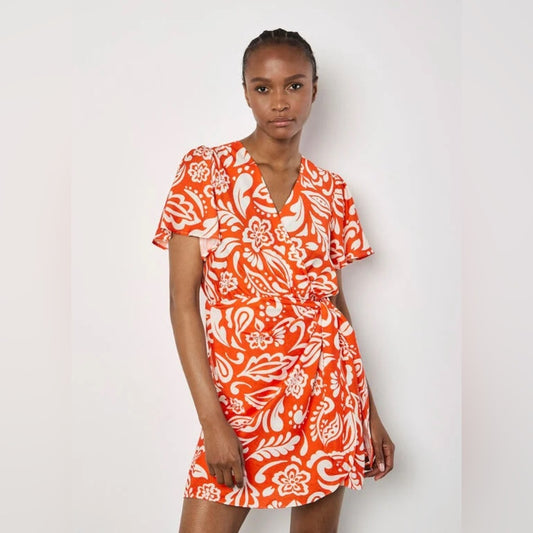 Floral Paisley Wrap Mini Dress