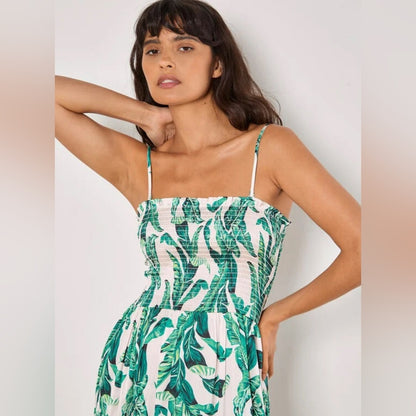 ⭐️🎉HOST PICK 🎉⭐️ 🍑Apricot - Tropical Leaf Satin Maxi Dress