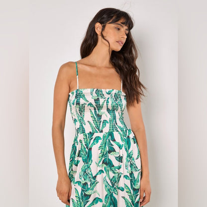 ⭐️🎉HOST PICK 🎉⭐️ 🍑Apricot - Tropical Leaf Satin Maxi Dress