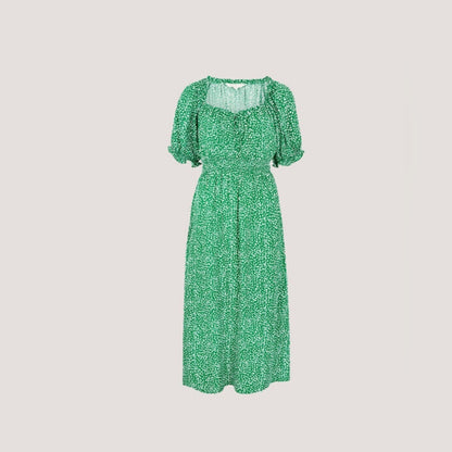 Apricot 🍑- Spot Print Milkmaid Midi Dress