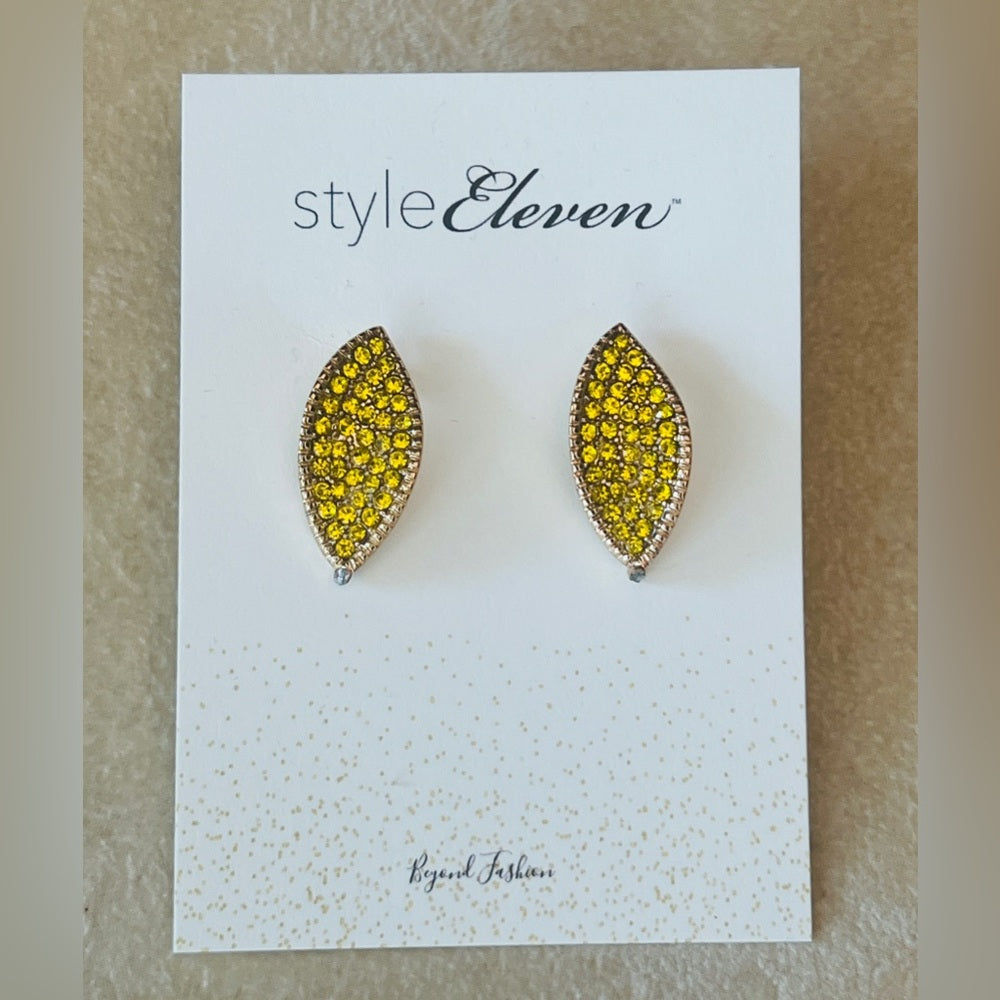 Yellow Pave Crystal Leaves