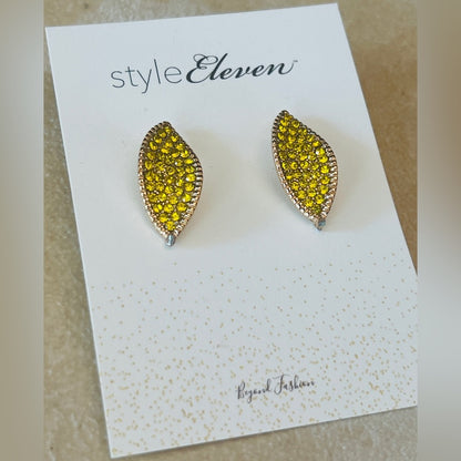 Yellow Pave Crystal Leaves