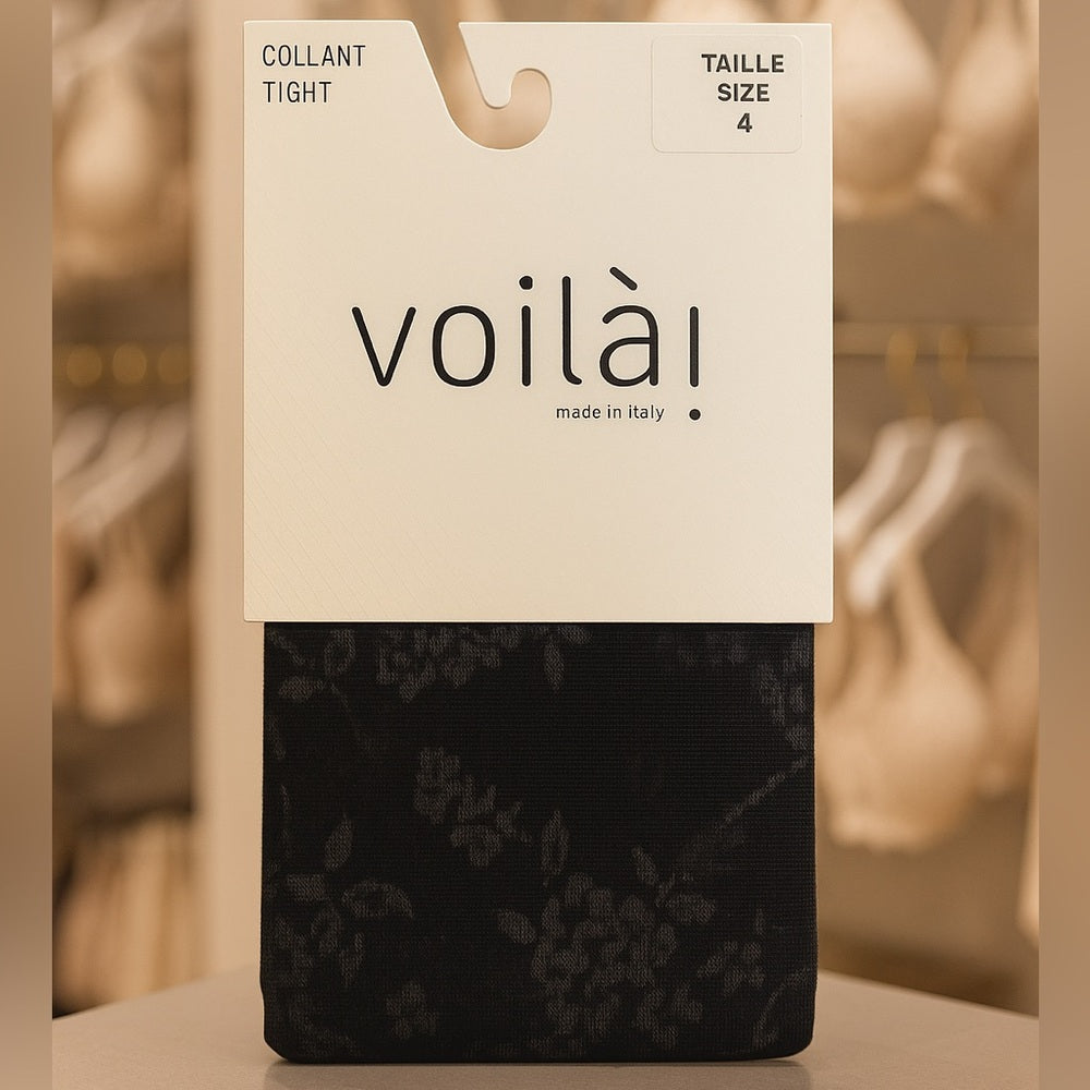 Voilà Black Floral Tights