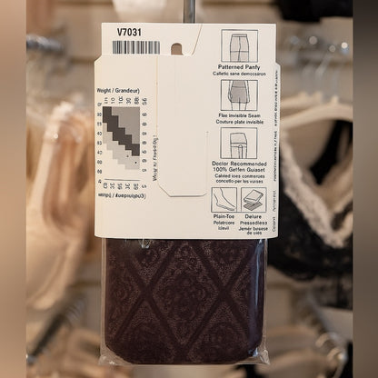Art-Deco Motif Pantyhose - Moka and Fig