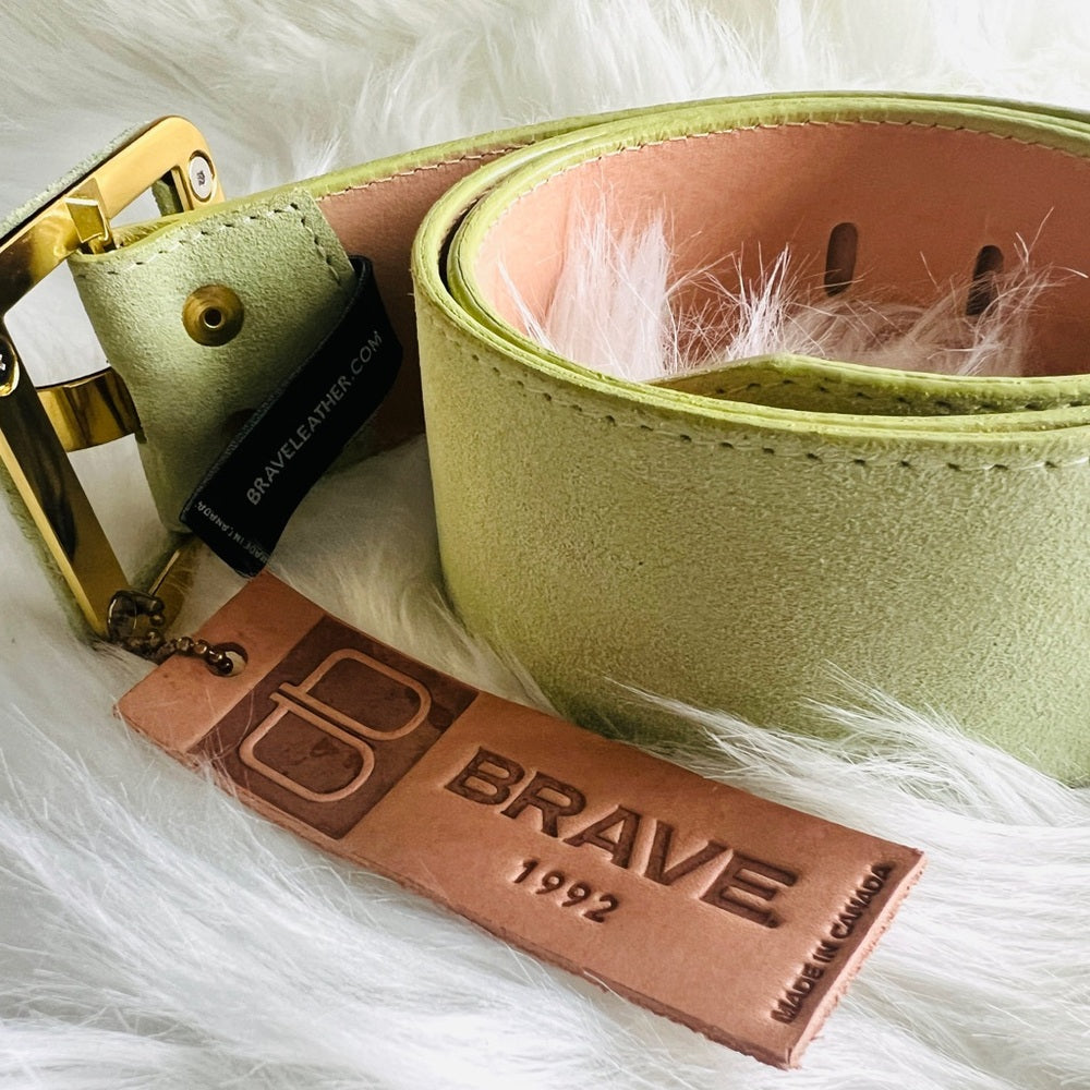 🇨🇦 Brave Leather Collection - Pistachio Leather Belt