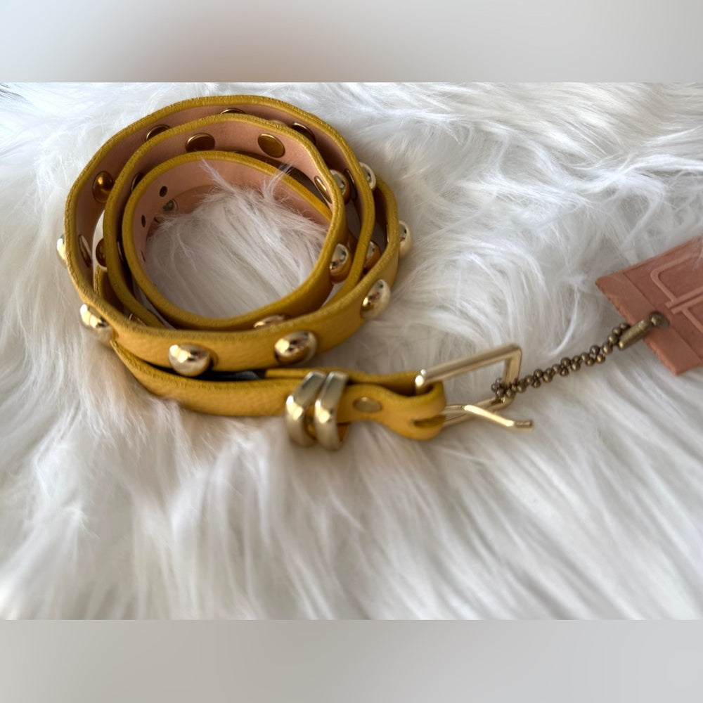 🇨🇦 Brave Leather Collection - Yellow and Rounded Gold Stud Work