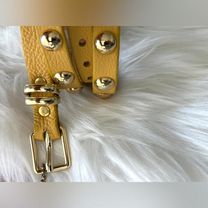 🇨🇦 Brave Leather Collection - Yellow and Rounded Gold Stud Work