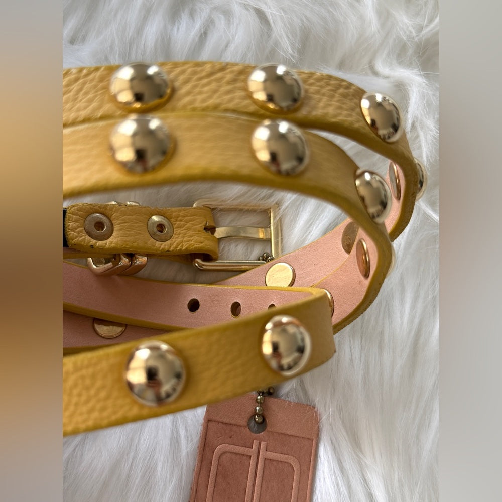 🇨🇦 Brave Leather Collection - Yellow and Rounded Gold Stud Work