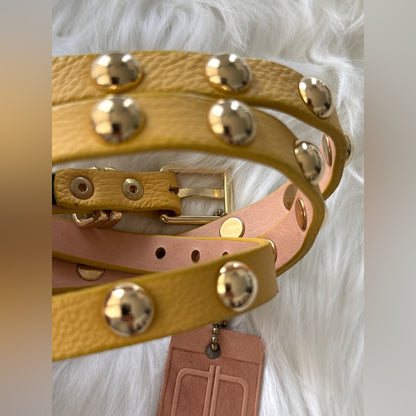 🇨🇦 Brave Leather Collection - Yellow and Rounded Gold Stud Work