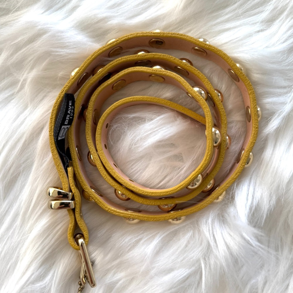 🇨🇦 Brave Leather Collection - Yellow and Rounded Gold Stud Work