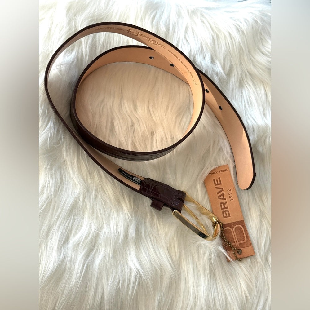 🇨🇦 Brave Leather Collection - Wine Color Croc Leather and Gold Buckle