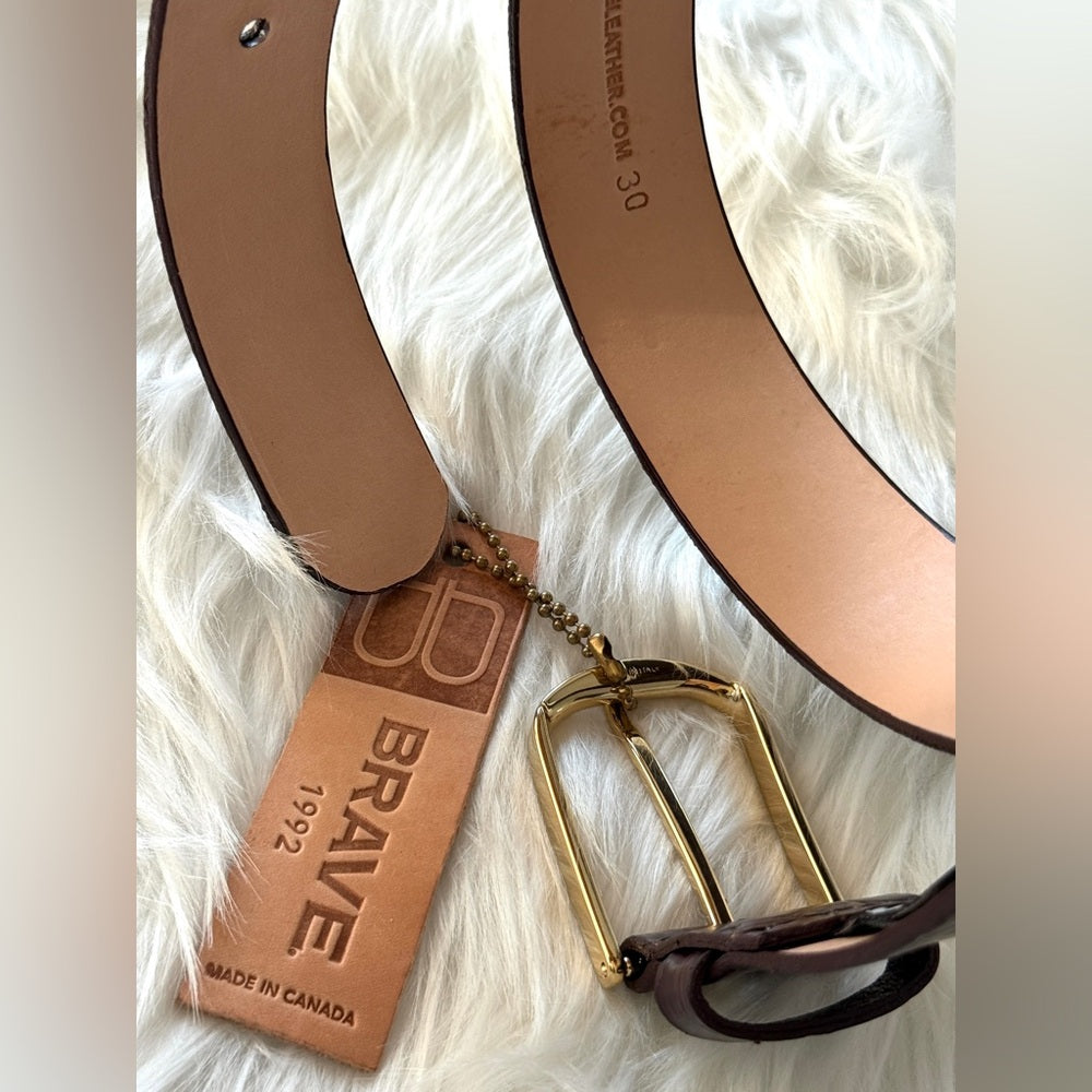 🇨🇦 Brave Leather Collection - Wine Color Croc Leather and Gold Buckle