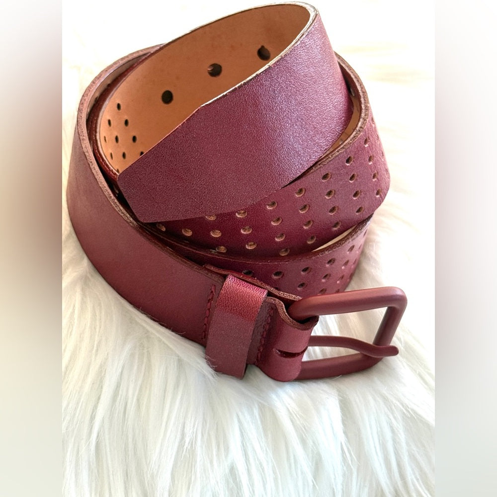 🇨🇦 Brave Leather Collection - Red Monochromatic perforated  Leather Belt