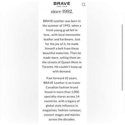 SIZING listing 25-28 - BRAVE LEATHER BELTS