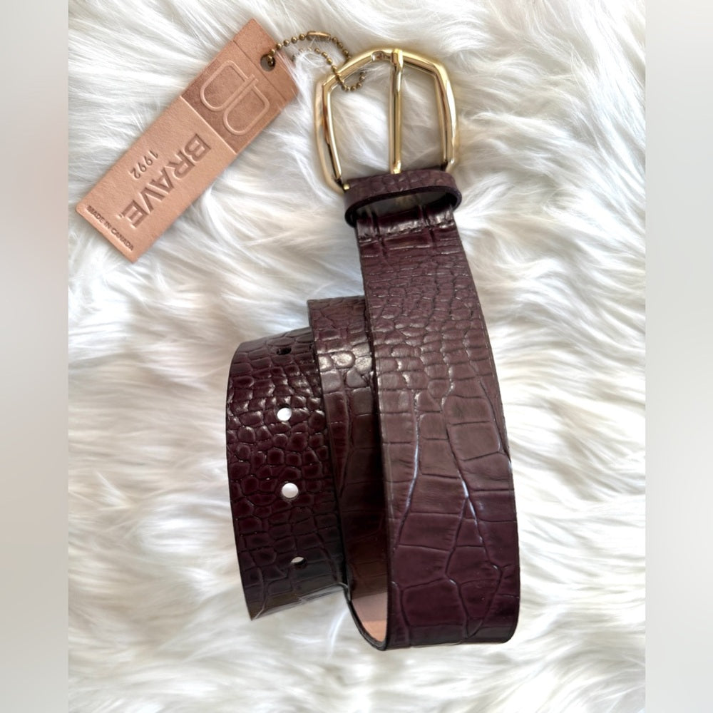🇨🇦 Brave Leather Collection - HIMA Wine Croc Leather with Gold