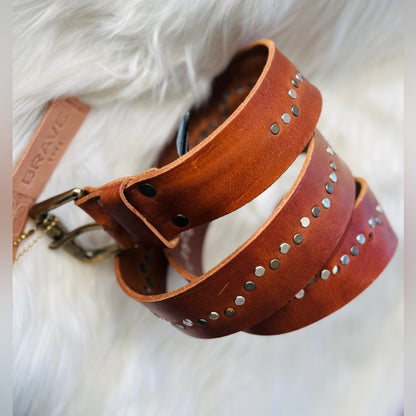 🇨🇦 Brave Leather Collection - JAAK Brown Studded Wave