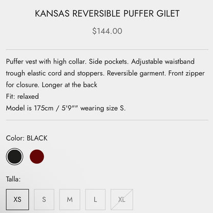 KANSAS REVERSIBLE PUFFER GILET Burgundy