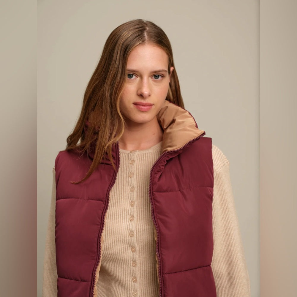 KANSAS REVERSIBLE PUFFER GILET Burgundy