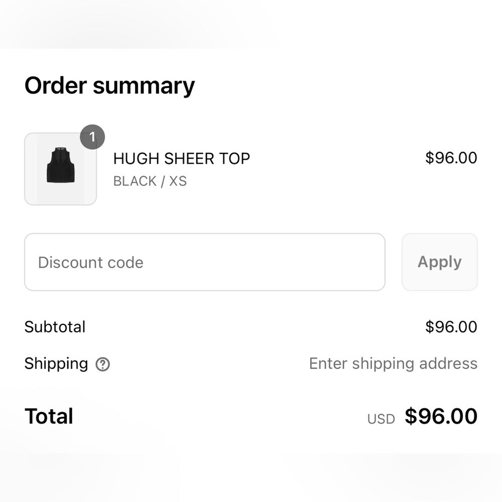 HUGH SHEER TOP - PTP 16”