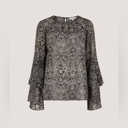 Apricot 🍑 Paisley Print Ruffle Sleeve Blouse