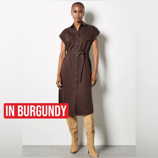 Apricot midi Burgundy DRESS