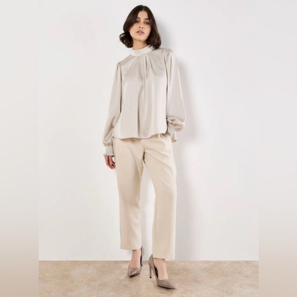 APRICOT 🍑- Satin Self-Stripe Tie Back Top
