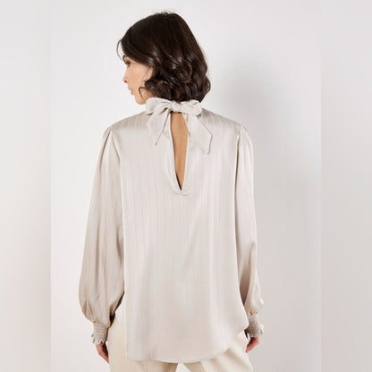 APRICOT 🍑- Satin Self-Stripe Tie Back Top
