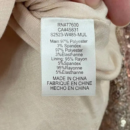 SWL - Sally LaPointe Silver and Pink Sequin Blouse