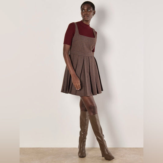 Elegant Brown Plaid Dress