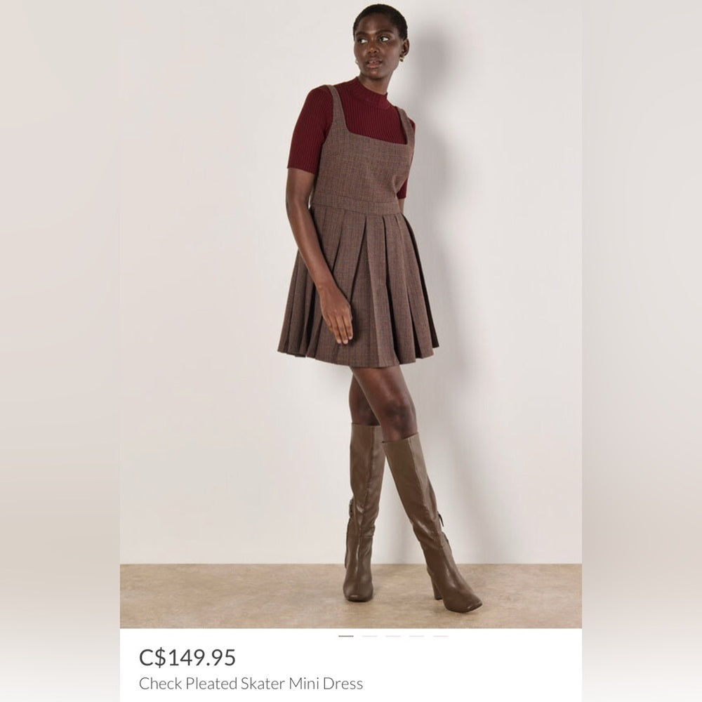 Elegant Brown Plaid Dress