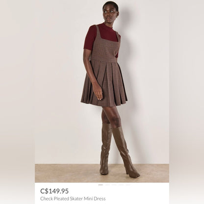 Elegant Brown Plaid Dress