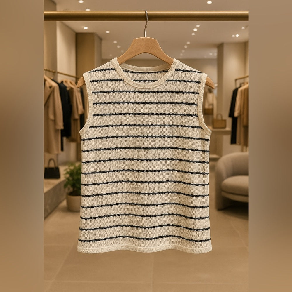 East 42nd Street - OS striped Knit Sleeveless Detailed Knit